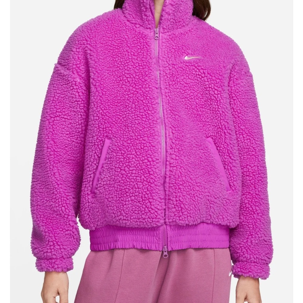 Nike Women's Winter Plush Swoosh Jacket Oversized XS